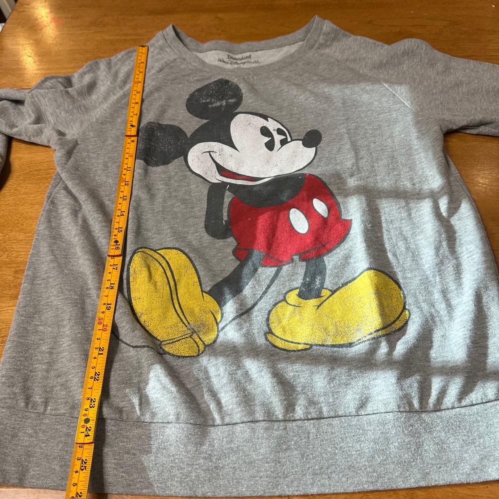 Disneyland Mickey Mouse Graphic Sweatshirt Womens Large Distressed Lightweight - Picture 6 of 7